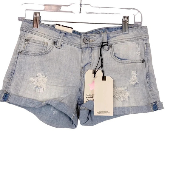 NEW Vanilla Star Light Wash Distress Short Size 3 - Picture 1 of 7